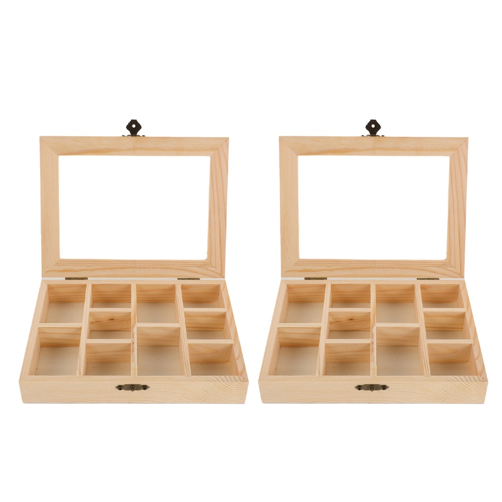 Wooden Rock Crystal Display Case With Glass Lid Vintage Crystal Storage Box Organizer 5