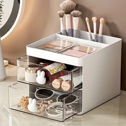 transparent rabbit handle makeup organizer drawer for desk storage jewelry cosmetics box