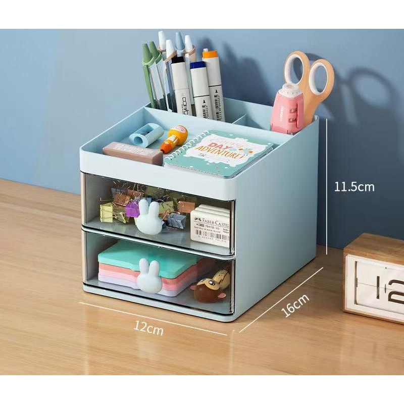 Transparent Rabbit Handle Makeup Organizer Drawer For Desk Storage Jewelry Cosmetics Box 5