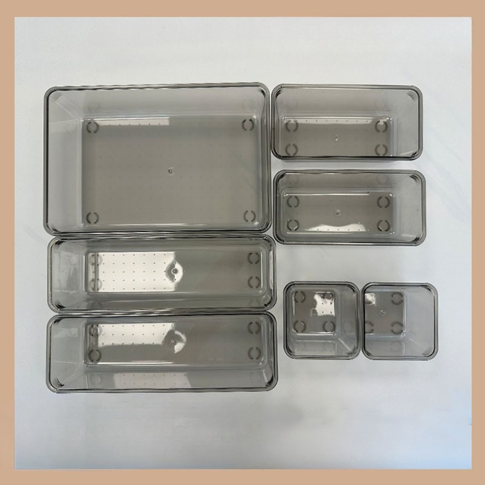 Clear Stackable Makeup Organizer Set Drawer Dividers For Cosmetics Desk Storage 1