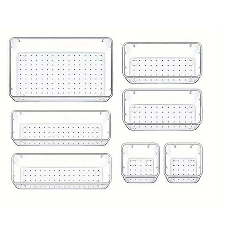 Clear Stackable Makeup Organizer Set Drawer Dividers For Cosmetics Desk Storage 7