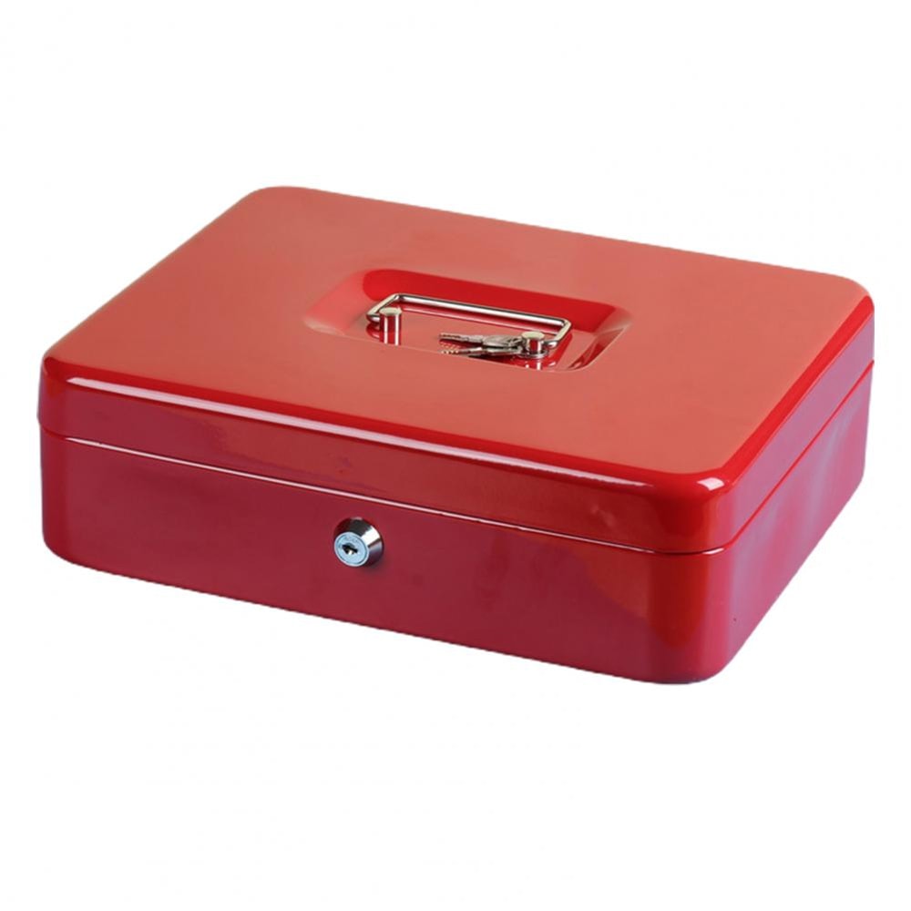Portable Secure Cash Lock Box With Key Lock Fireproof Metal Money Organizer 7