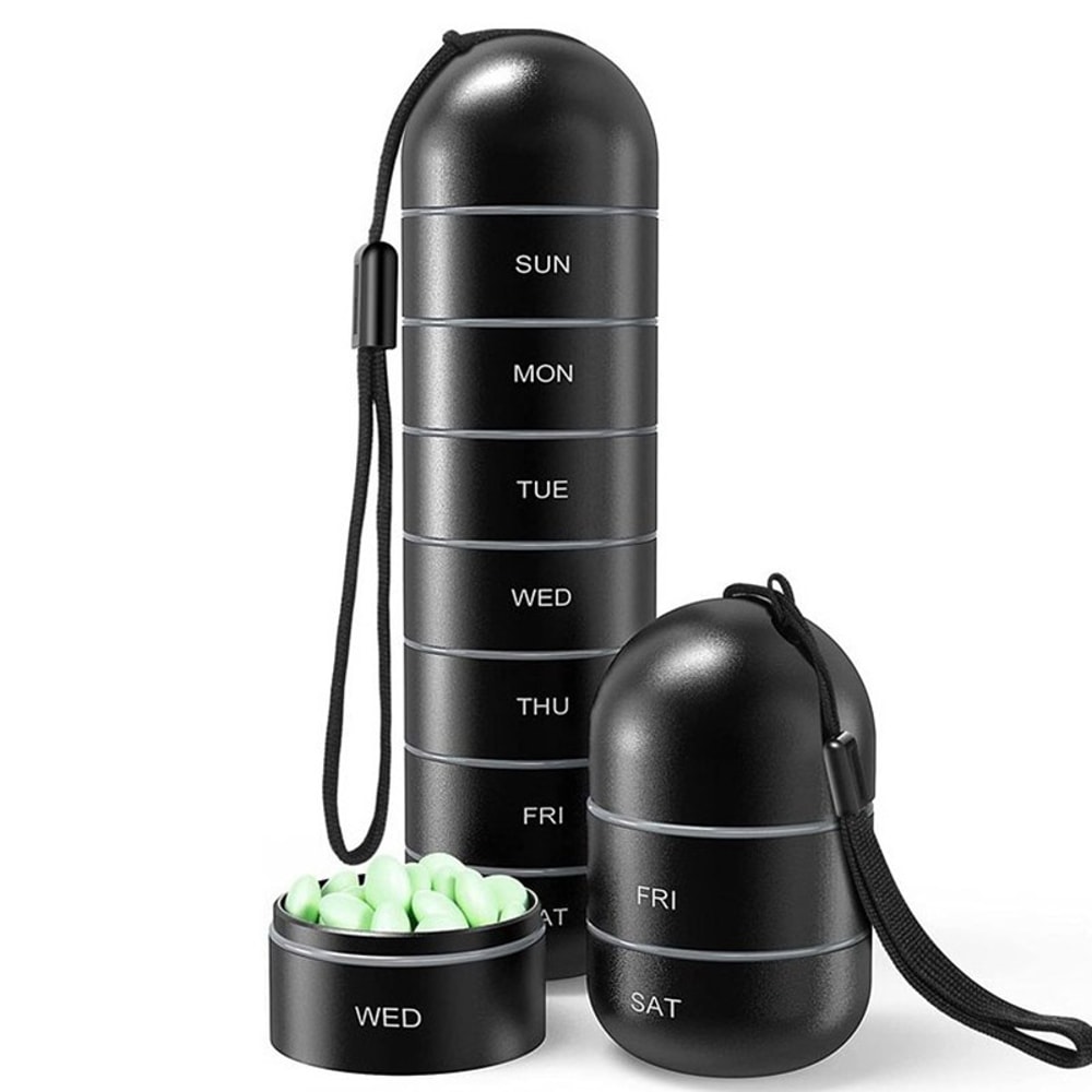 Waterproof Aluminum Pill Organizer Portable Medicine Box Weekly Travel Pill Holder With Keychain 0