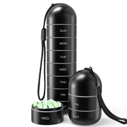 waterproof aluminum pill organizer portable medicine box weekly travel pill holder with keychain