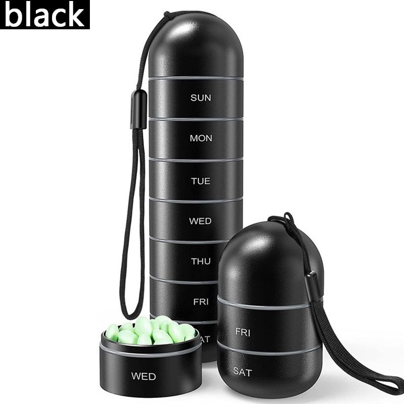 Waterproof Aluminum Pill Organizer Portable Medicine Box Weekly Travel Pill Holder With Keychain 9