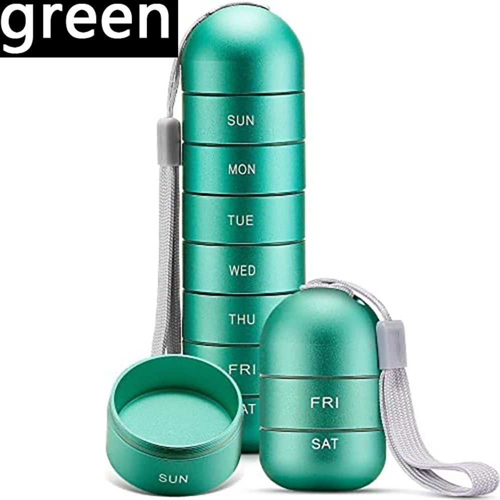 Waterproof Aluminum Pill Organizer Portable Medicine Box Weekly Travel Pill Holder With Keychain 7