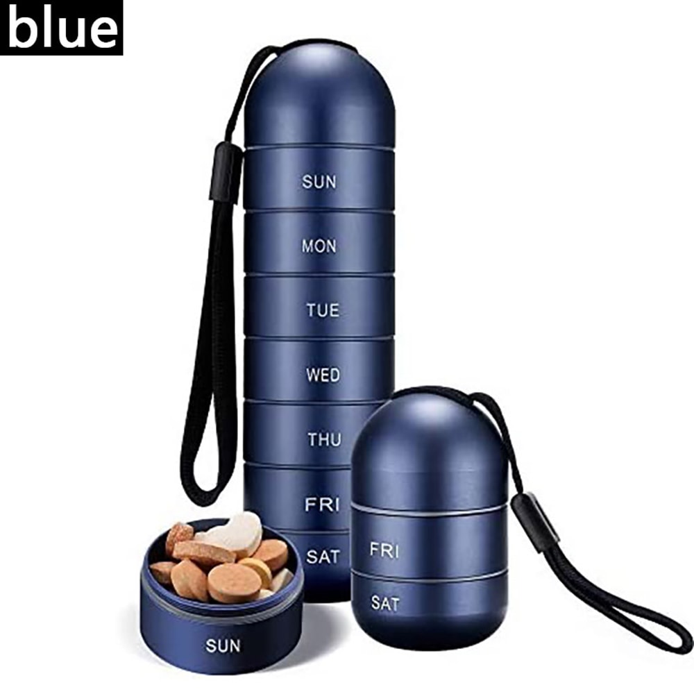 Waterproof Aluminum Pill Organizer Portable Medicine Box Weekly Travel Pill Holder With Keychain 10