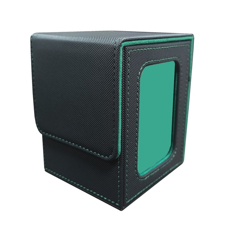 Premium PU Leather Trading Card Deck Box With Window Flannel Lined MTG Card Holder Case 3