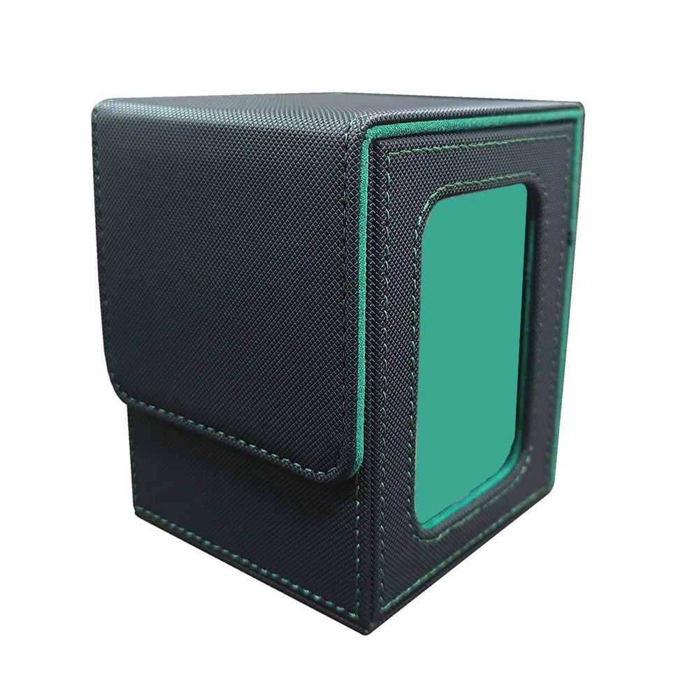 Premium PU Leather Trading Card Deck Box With Window Flannel Lined MTG Card Holder Case 1