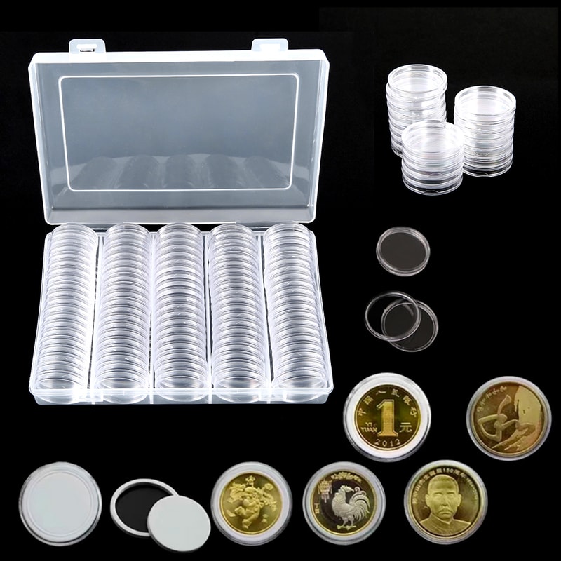 Clear Coin Capsule Storage Box Set With Capsules For Collectors Display Organizer 3
