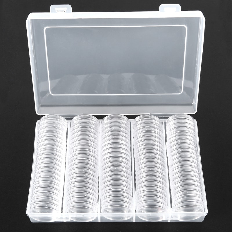 Clear Coin Capsule Storage Box Set With Capsules For Collectors Display Organizer 0