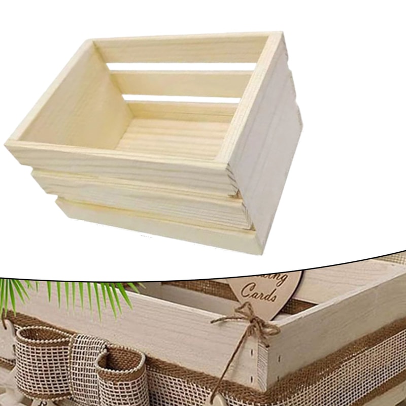 Mini Wooden Storage Basket Organizer For Desktop Decor DIY Crafts 1