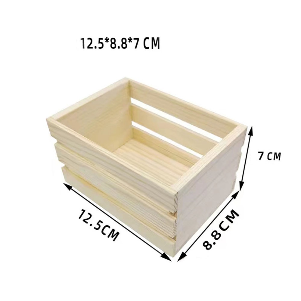 Mini Wooden Storage Basket Organizer For Desktop Decor DIY Crafts 3