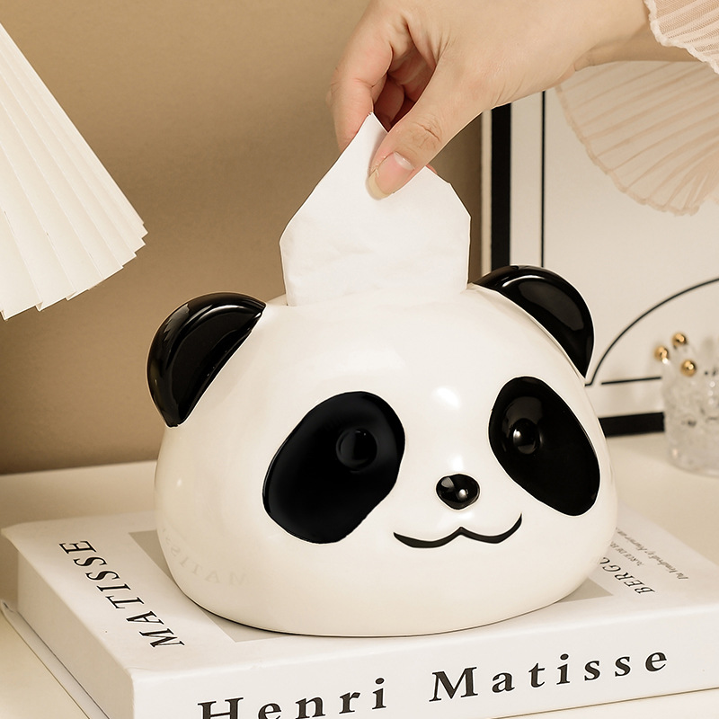 Cute Panda Ceramic Tissue Box Holder For Home Decor 1