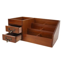 vintage wooden desk organizer with drawers multi layer retro makeup and desktop storage cabinet