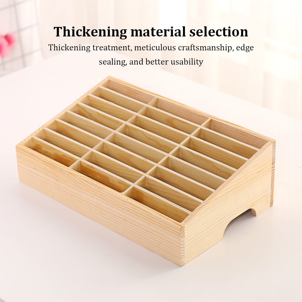Wooden Mobile Phone Storage Box Classroom Phone Organizer Rack 2