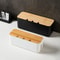 Bamboo Cable Management Box For Desk Clean Wire Organizer 0