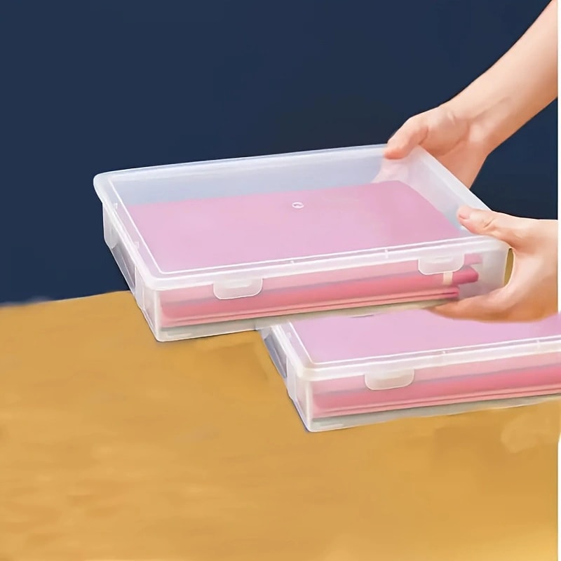 Clear Stackable plastic storage box with Flip Lid Dustproof Desktop Organizer for Office & Home