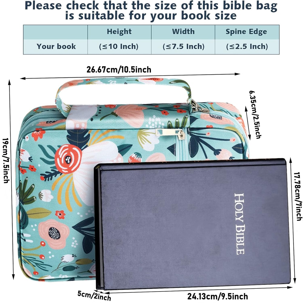 Floral Bible Cover For Women Zippered Bible Carrying Case With Tabs And Pen Holders 2