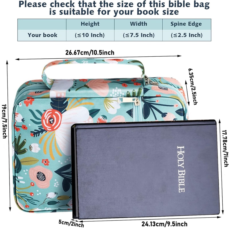 Floral Bible Cover For Women Zippered Bible Carrying Case With Tabs And Pen Holders 2