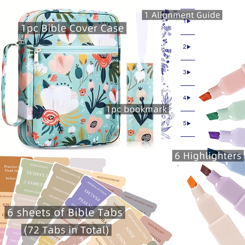 Floral Bible Cover For Women Zippered Bible Carrying Case With Tabs And Pen Holders 4
