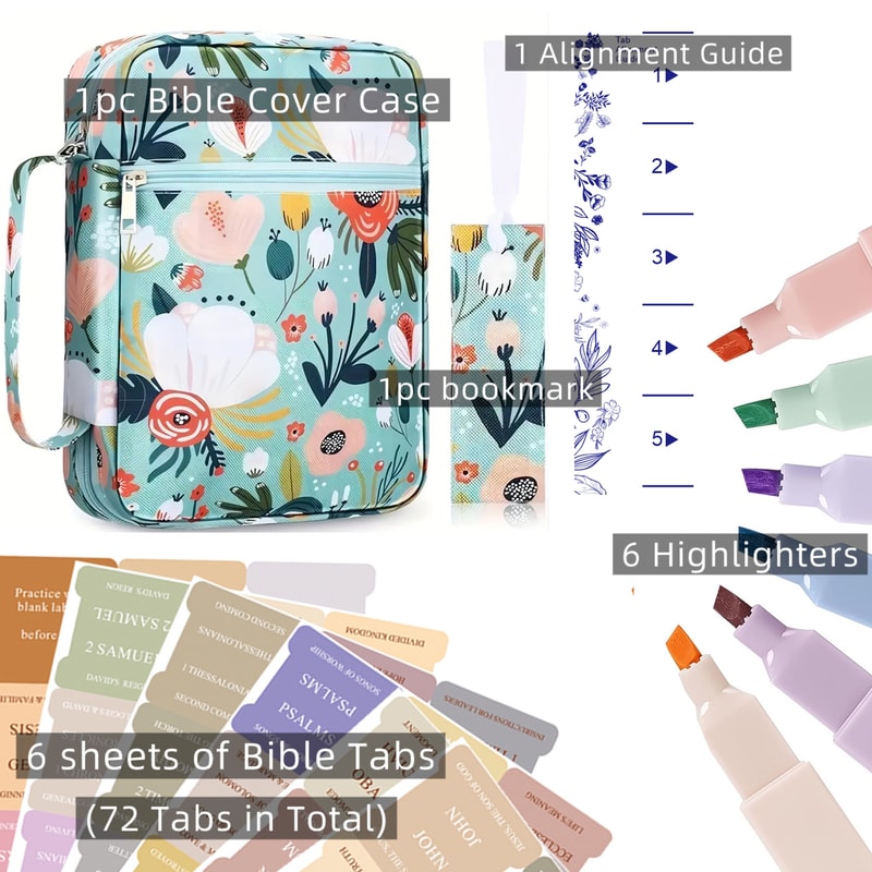 Floral Bible Cover For Women Zippered Bible Carrying Case With Tabs And Pen Holders 4
