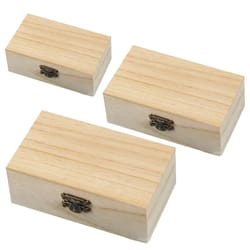 rustic wooden storage box with hinged lid for jewelry crafts and keepsakes