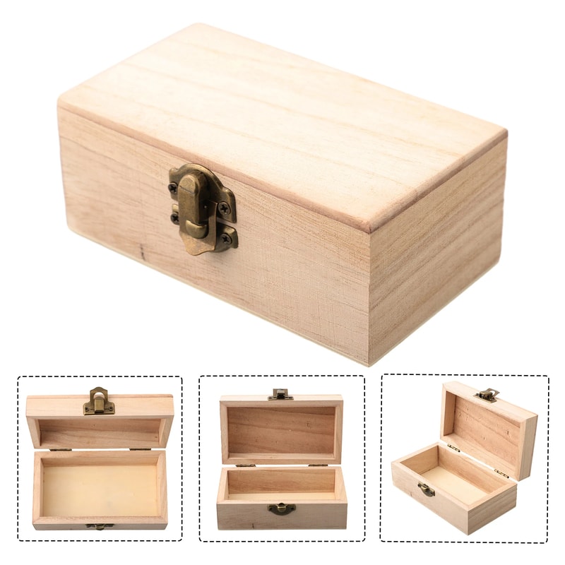Rustic Wooden Storage Box With Hinged Lid For Jewelry Crafts And Keepsakes 4