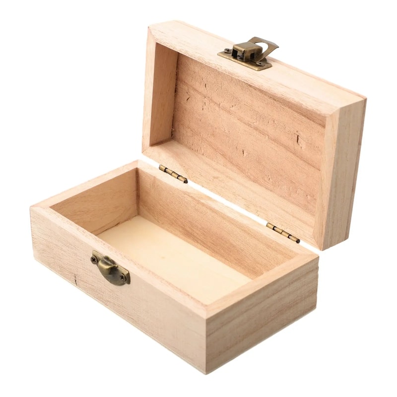 Rustic Wooden Storage Box With Hinged Lid For Jewelry Crafts And Keepsakes 6