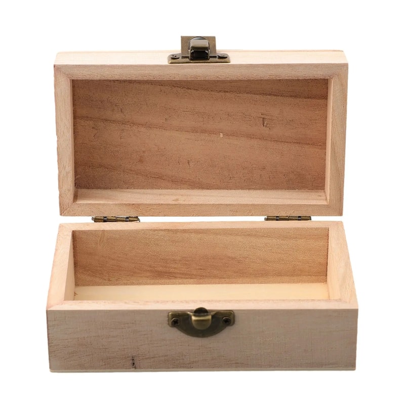 Rustic Wooden Storage Box With Hinged Lid For Jewelry Crafts And Keepsakes 1