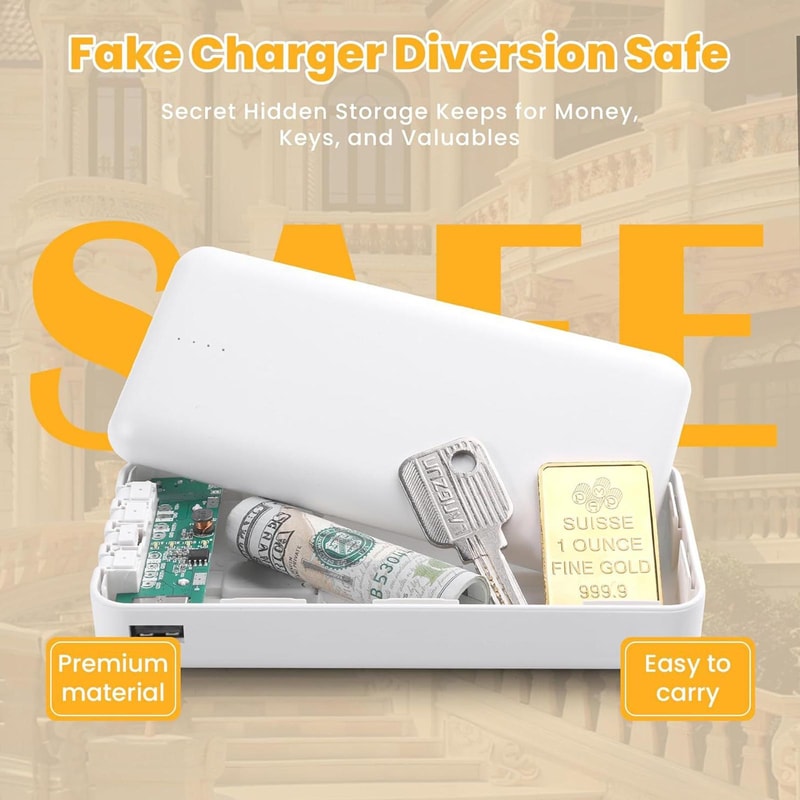 Hidden Power Bank Safe Secret Storage Box For Cash Jewelry Travel Security 2