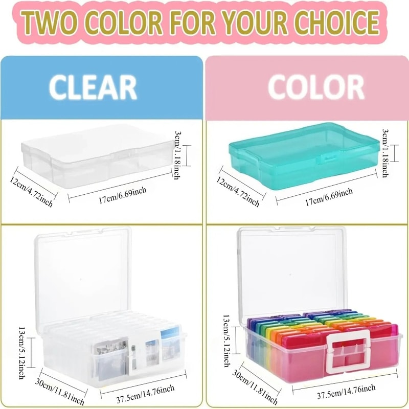 Portable Photo Storage Box Organizer with Cases for Pictures Crafts and Scrapbooking