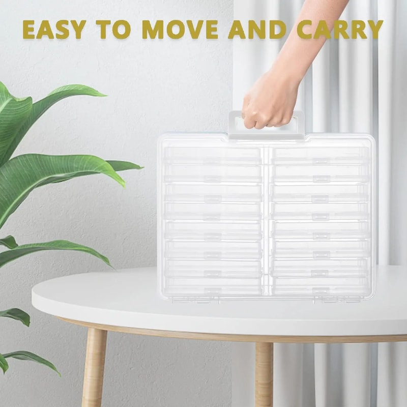 Portable Photo Storage Box Organizer with Cases for Pictures Crafts and Scrapbooking