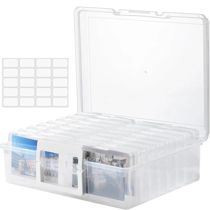 Portable Photo Storage Box Organizer with Cases for Pictures Crafts and Scrapbooking