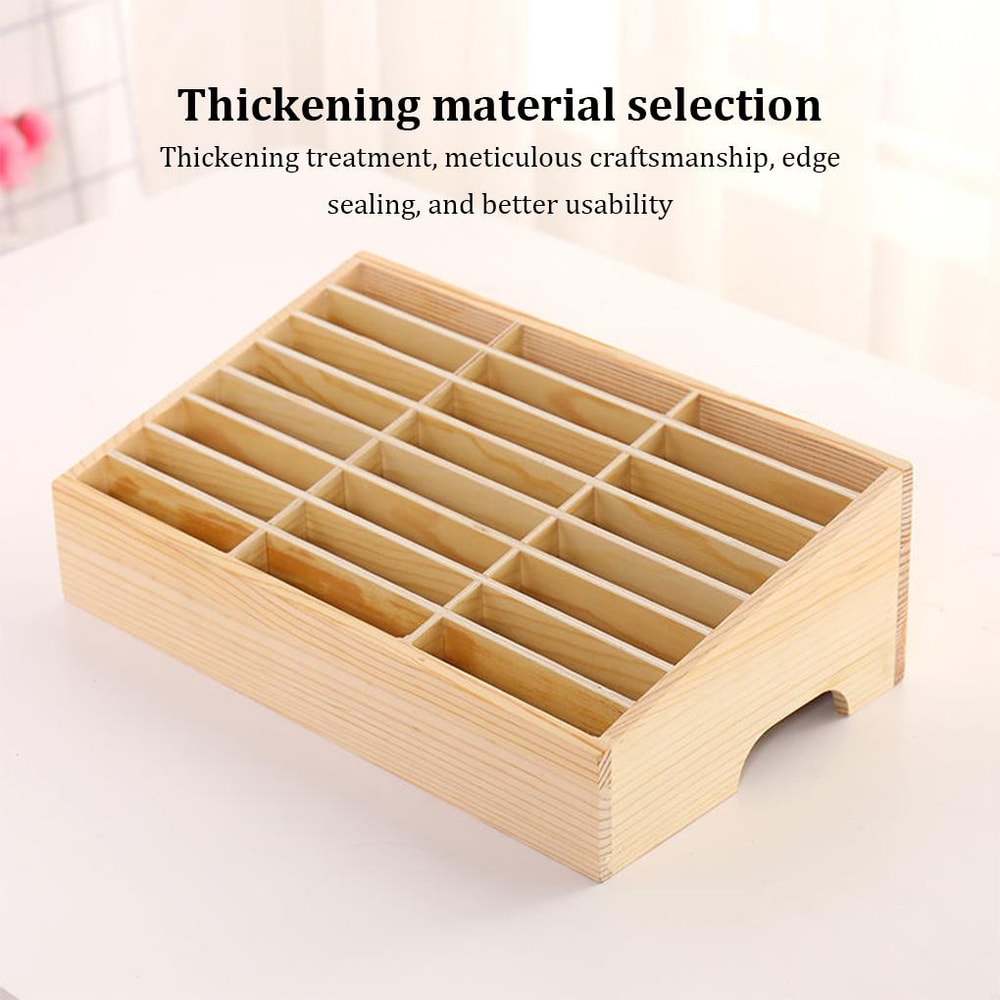 Wooden Phone Storage Organizer Box With Slots Large Capacity Classroom Mobile Phone Holder 1