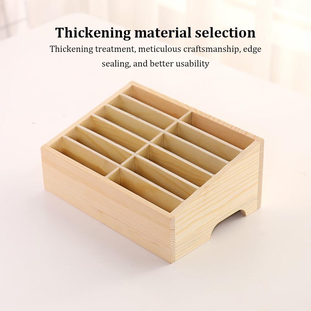 Wooden Phone Storage Organizer Box With Slots Large Capacity Classroom Mobile Phone Holder 2