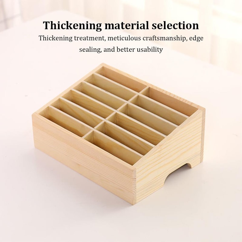 Wooden Phone Storage Organizer Box With Slots Large Capacity Classroom Mobile Phone Holder 2