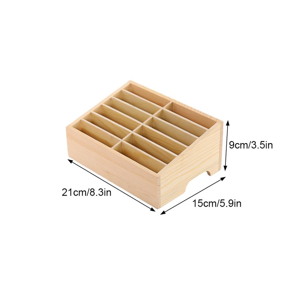Wooden Phone Storage Organizer Box With Slots Large Capacity Classroom Mobile Phone Holder 3