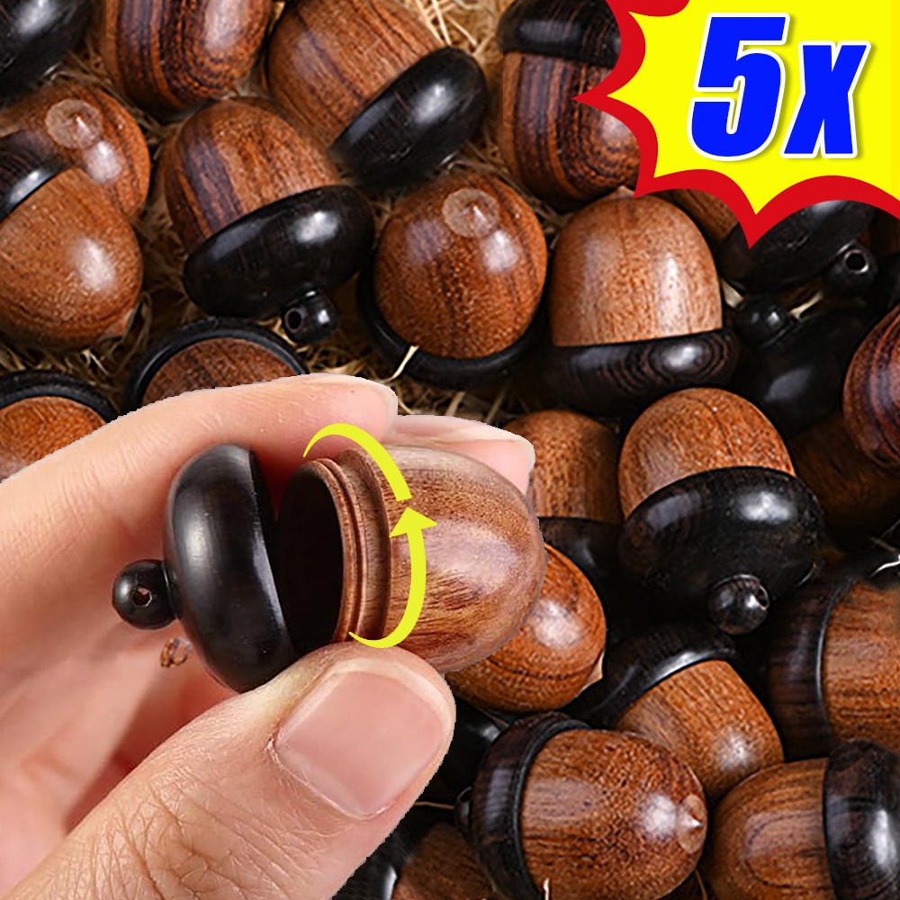 Mini Acorn Wooden Pill Case Portable Pill Organizer Travel Storage Box 5