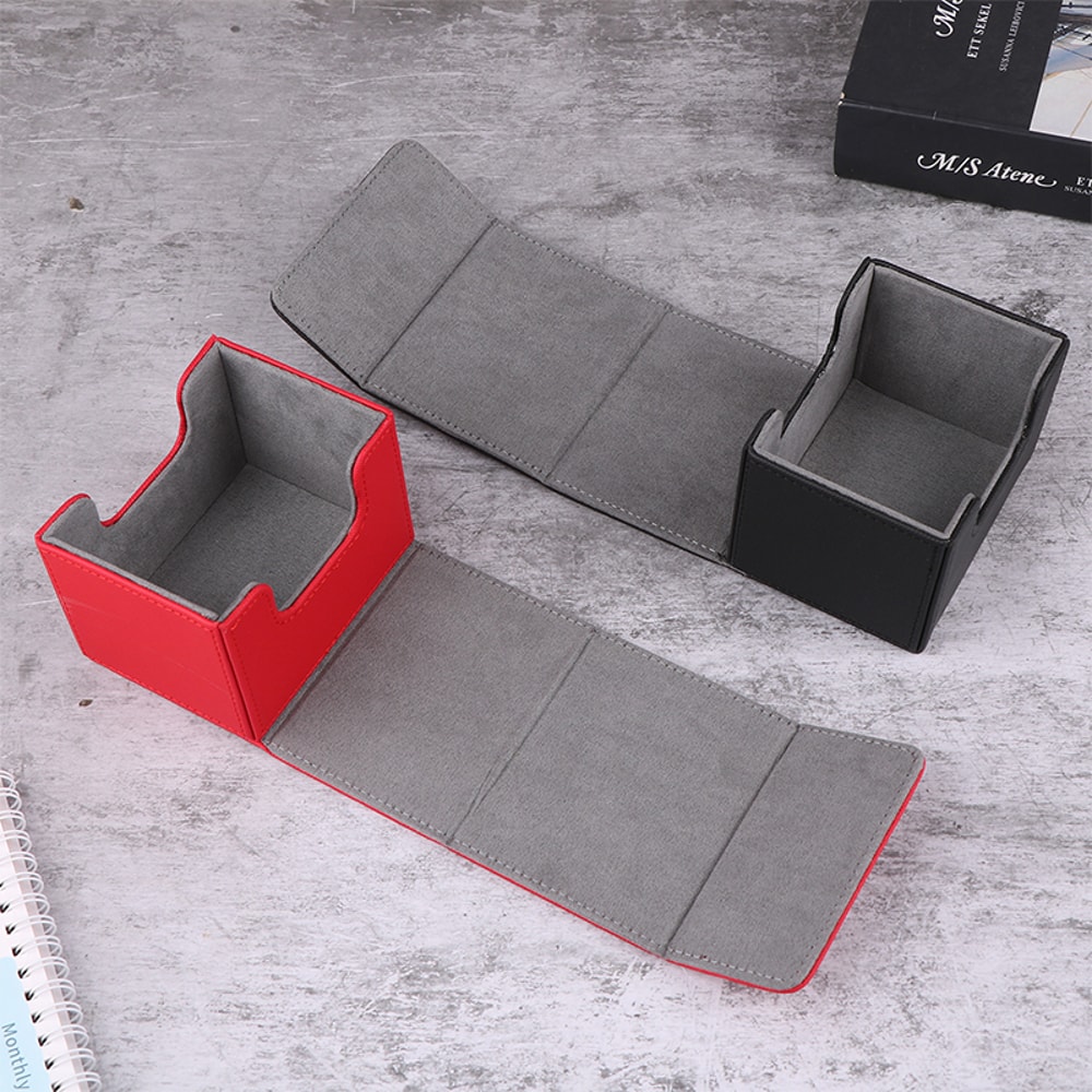 Premium PU Leather Trading Card Storage Box Portable Card Organizer Case 4