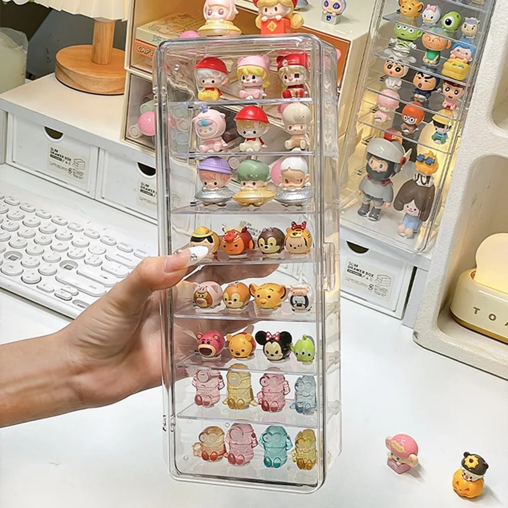 Acrylic Mini Display Box Dustproof Figure Jewelry Storage Desktop Organizer 4