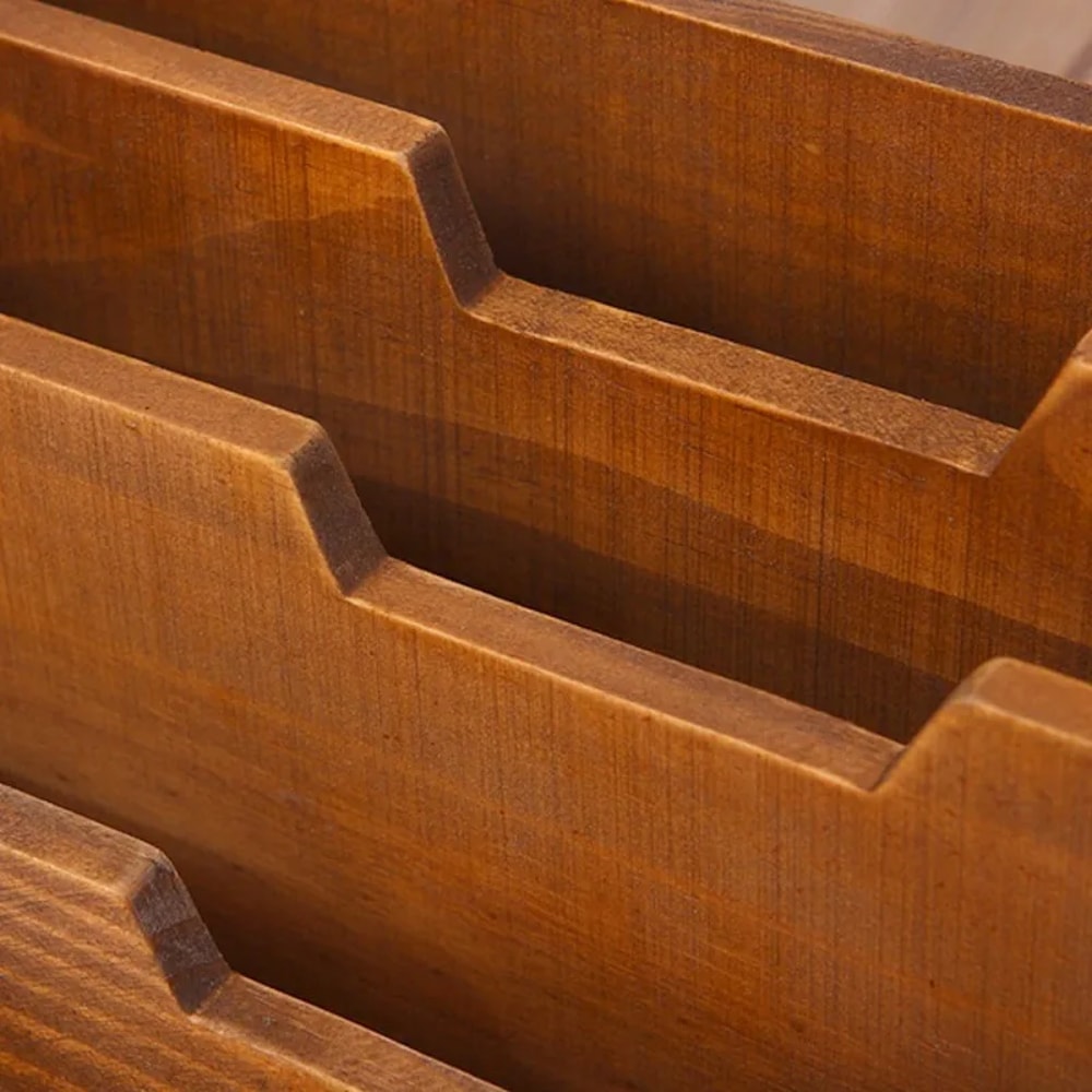 Vintage Wooden Desktop Organizer With Drawer For Office Home Storage 5