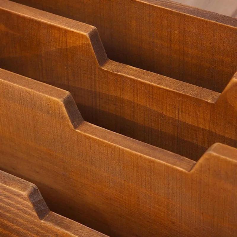 Vintage Wooden Desktop Organizer With Drawer For Office Home Storage 5