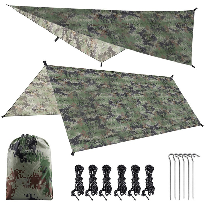 Ultra Light Camping Tarp Shelter Waterproof Camouflage Sun Shade For Hiking Beach 3