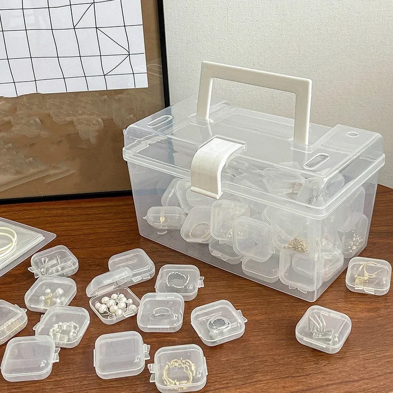 Clear View Jewelry Organizer Box With Ring Slots And Multi Compartment Storage 4