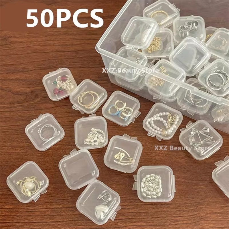 Clear View Jewelry Organizer Box With Ring Slots And Multi Compartment Storage 7