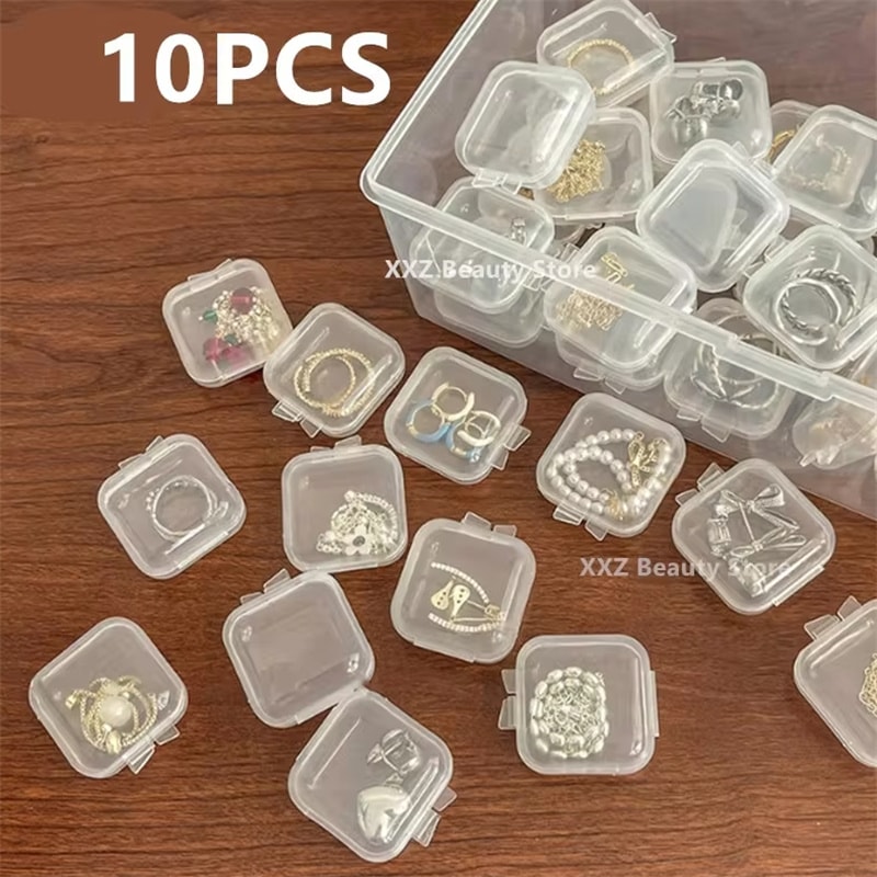 Clear View Jewelry Organizer Box With Ring Slots And Multi Compartment Storage 9