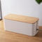 Bamboo Lid Cable Management Box Wire Organizer For Desk Power Strip Storage 0
