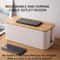 Bamboo Lid Cable Management Box Wire Organizer For Desk Power Strip Storage 5