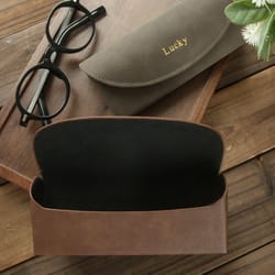 personalized leather eyeglass case custom name sunglasses holder vintage glasses case
